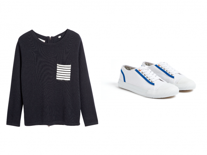 Fräulein Chinti & Parker Breton Trim Sweater Low Contrast Trim Trainers